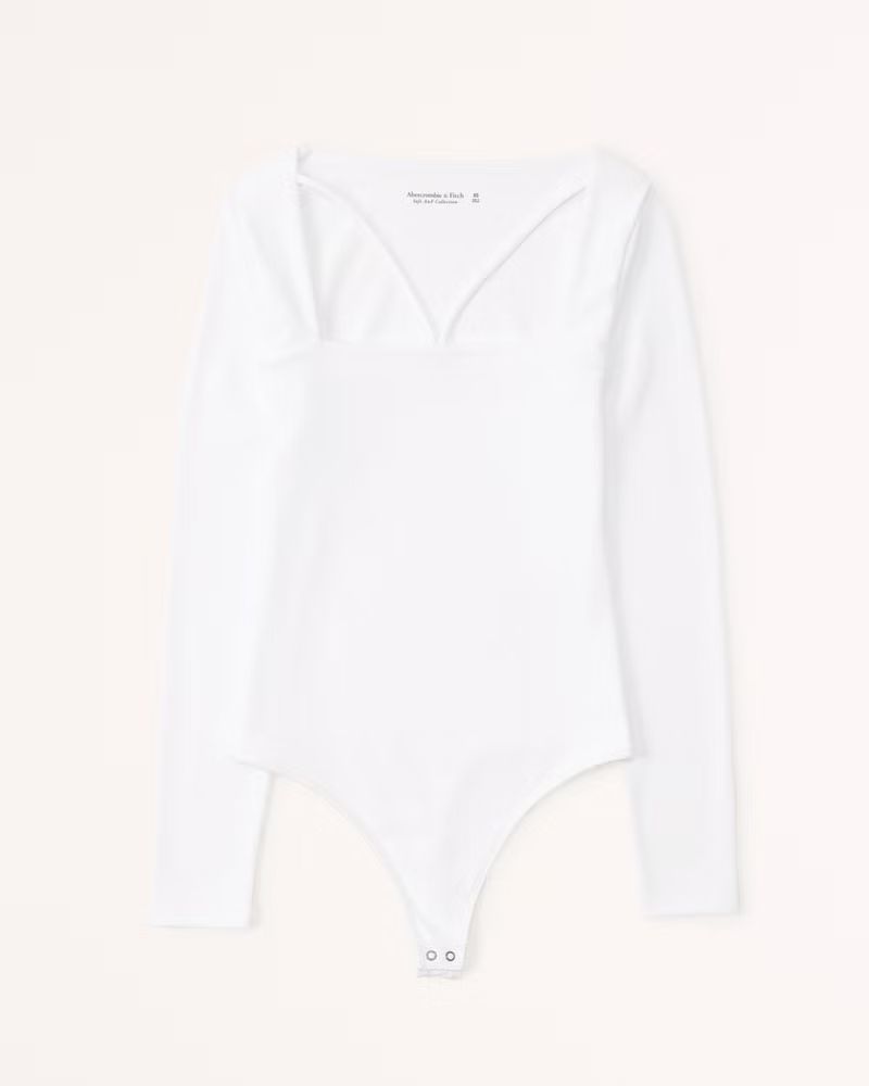 Women's Long-Sleeve Strappy Squareneck Bodysuit | Women's Tops | Abercrombie.com | Abercrombie & Fitch (US)