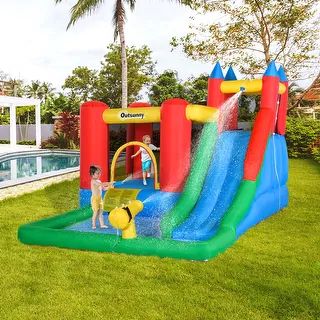 Outsunny 6-in-1 Kids Inflatable Bounce House Jumping Castle with Slide, Water Pool, & Climbing Wa... | Bed Bath & Beyond