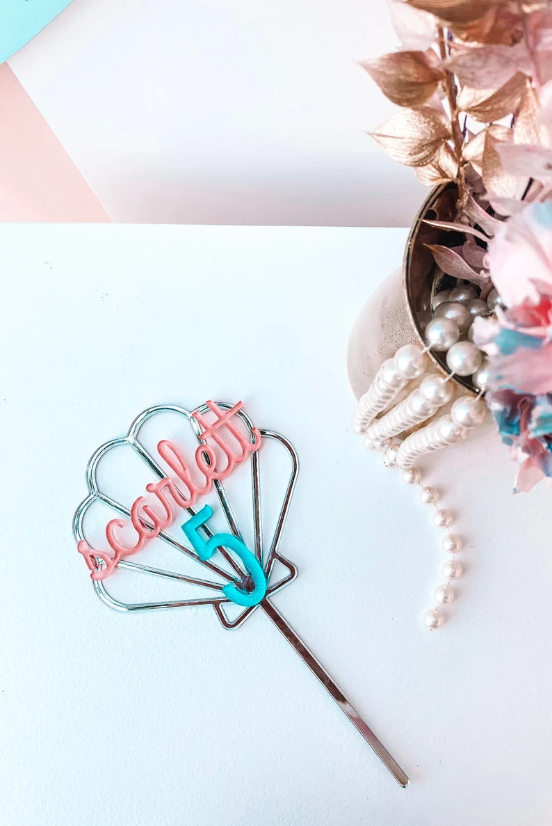 Custom Seashell Cake Topper - Personalized Cake Topper - Mermaid Birthday - Custom Birthday Cake ... | Etsy (US)