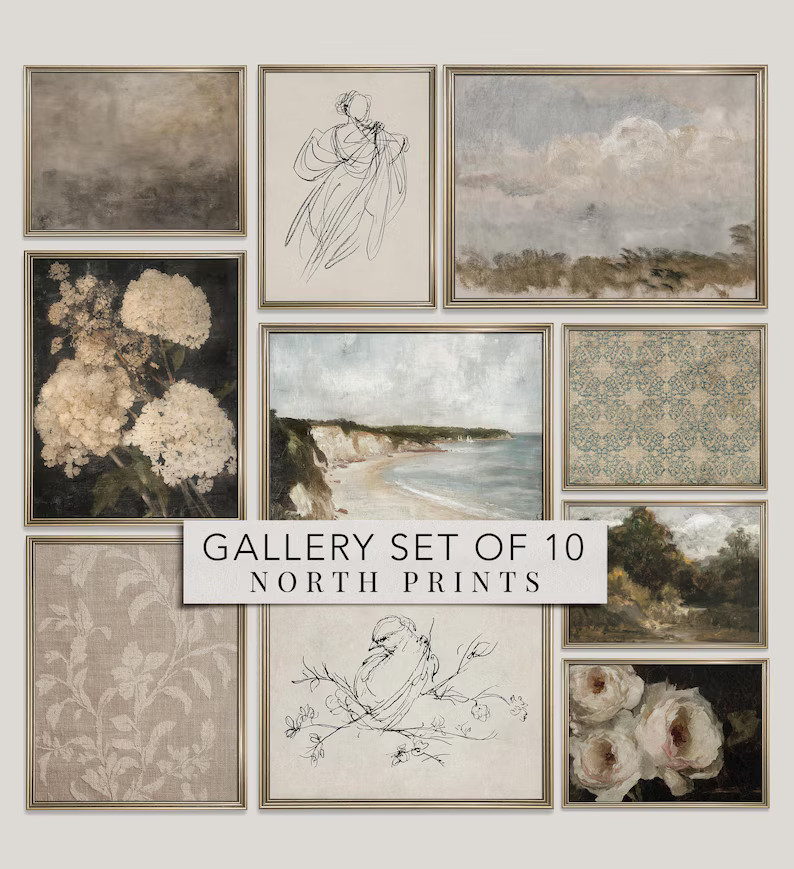 French Country Gallery Wall Art SET of 10 Digital Prints Downloadable, Vintage Art Bundle, Warm N... | Etsy (US)