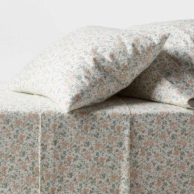 King Ultra Soft Flannel Sheet Set Ivory Floral - Threshold™ | Target
