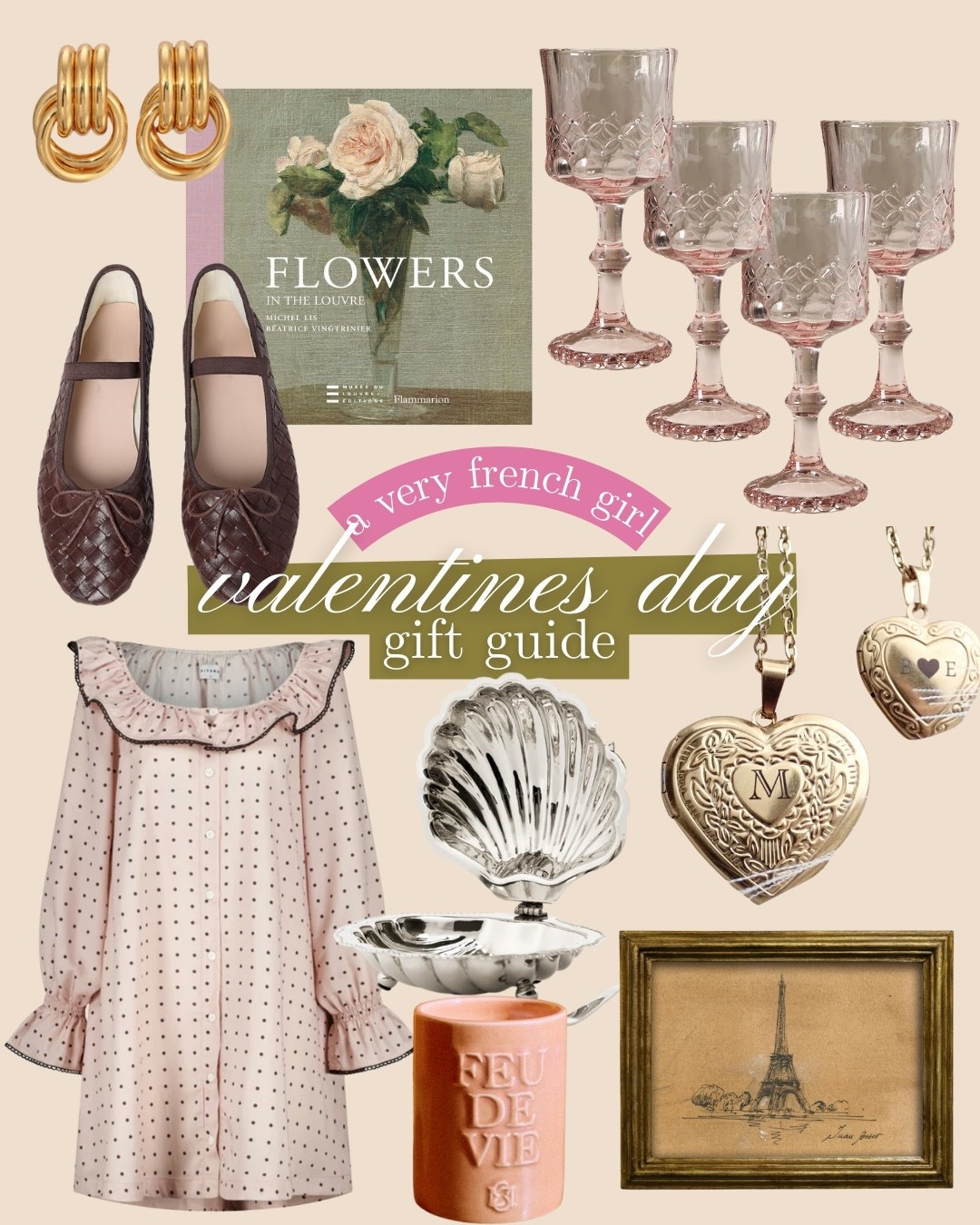 
French Girl Valentines Day Gift Guide💅🏻🥐💘

Valentines outfit women, European style, beauty essentials, feminine style, affordable gift ideas, Pinterest aesthetic fashion, spring home decor, cute pajamas, coffee table books, gallery wall, glassware for dinner party, everyday jewelry 

#LTKselfcare #LTKHome #LTKgrwm