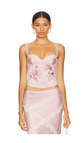 Roselie Embroidered Bustier in Blush | Revolve Clothing (Global)