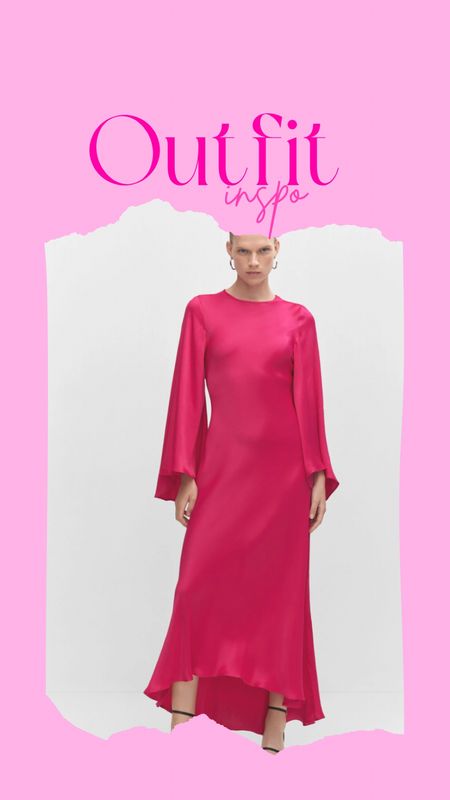 Barbie Aesthetic | Pink Flared Sleeve Dress | Special Occasion | Wedding Guest | Date Night Outfit Ideas 