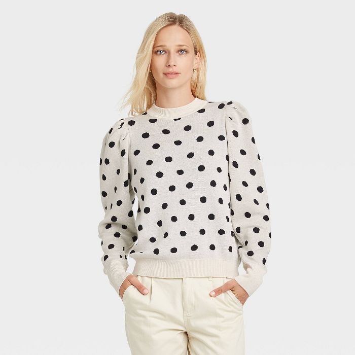 Women's Polka Dot Mock Turtleneck Pullover Sweater - Who What Wear™ | Target
