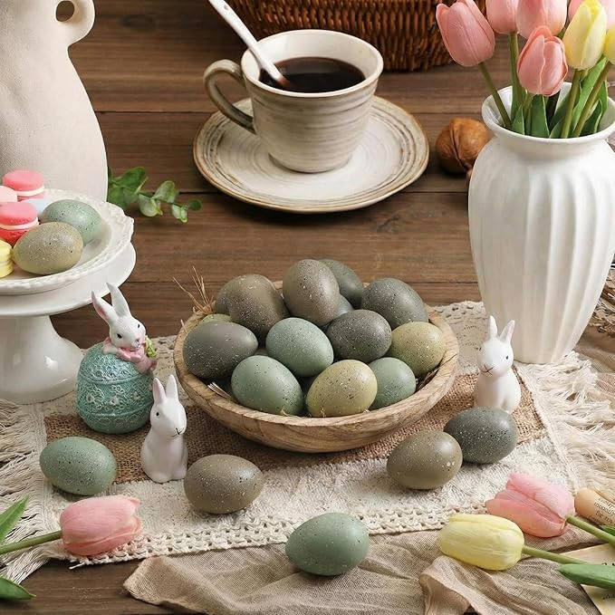 Weysat 32 Pcs Easter Speckled Eggs Neutral Plastic Fake Chicken Eggs 2.36'' Textured Easter Decor... | Amazon (US)