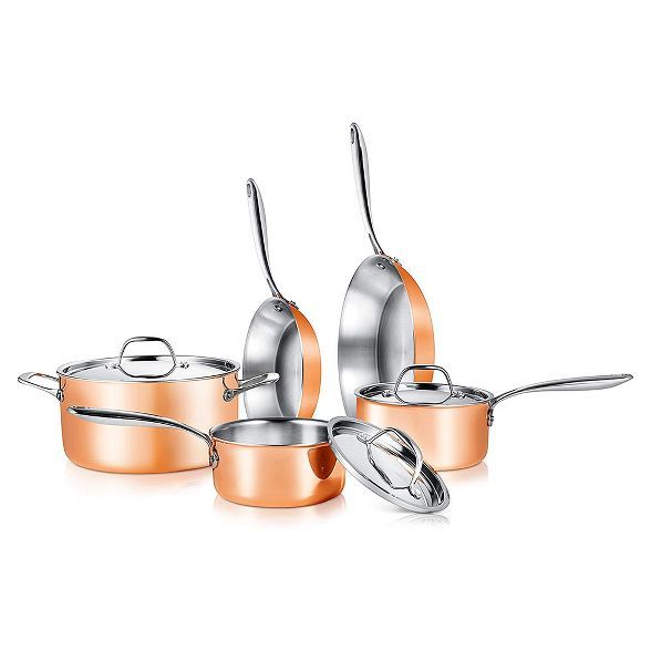 NutriChef Nonstick 8 Piece Tri Ply Copper Kitchen Cookware Pots and Pans Set with Saucepans, Fry ... | Target