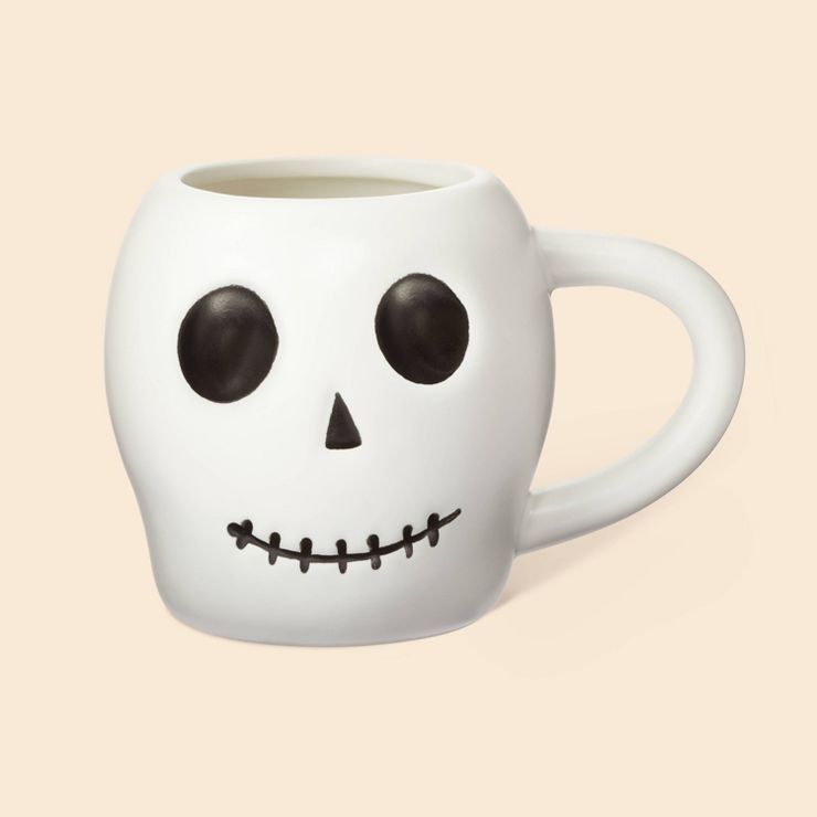 12oz Halloween Stoneware Skull Figural Mug - Spritz™ | Target