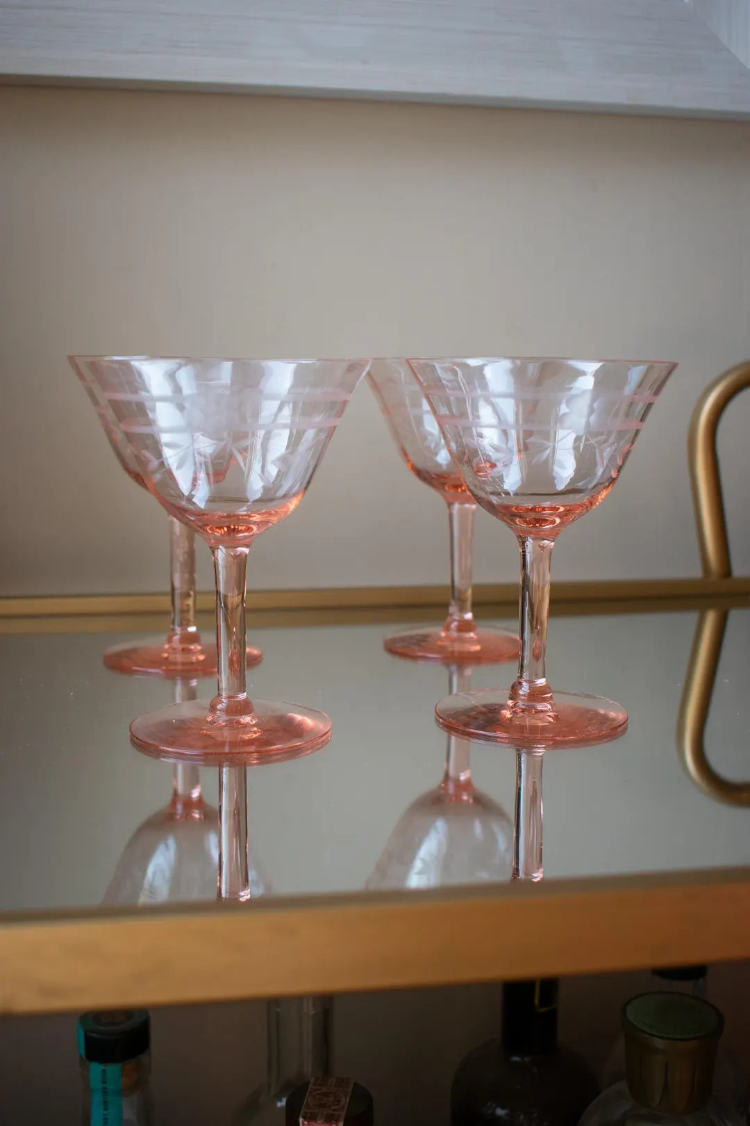 Vintage Pink Great Depression Glass Champagne Coupes | Etsy (US)