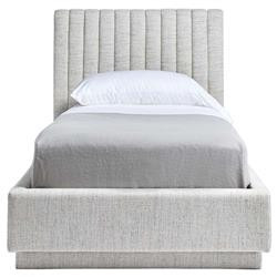 Interlude Skylar Modern Classic Beach Heather Grey Upholstered Tufted Bed - Twin | Kathy Kuo Home