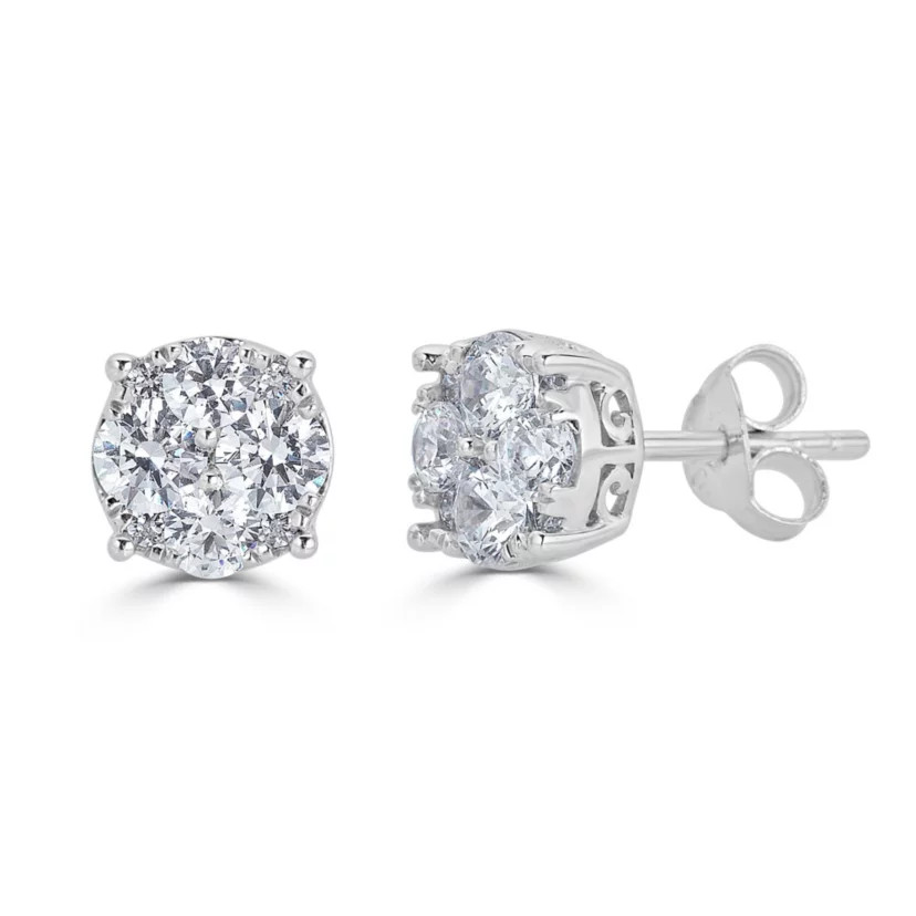 1/2Ctw Round Diamond Women Stud Earrings Set in 925 Sterling Silver | Belk