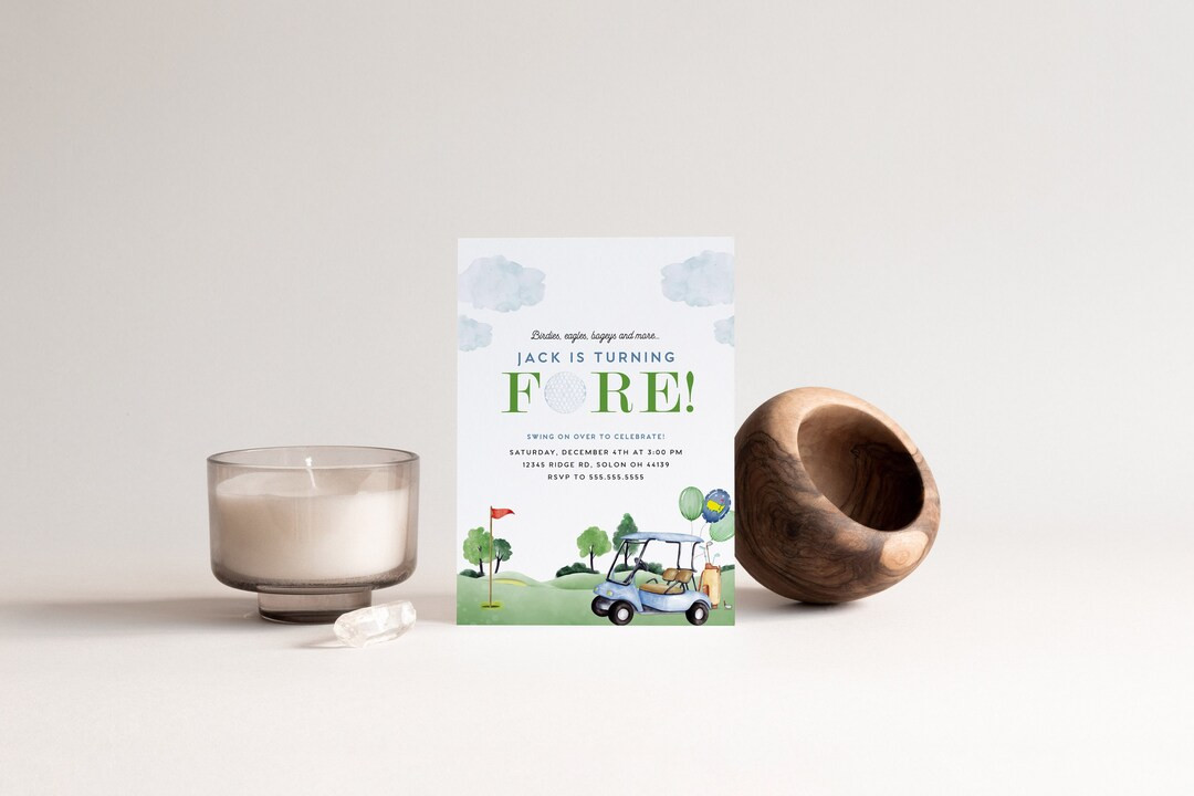 Golf Birthday Invitation, Digital Boy Birthday Invitation, Fore, 4th, Fourth Birthday, EDITABLE F... | Etsy (US)