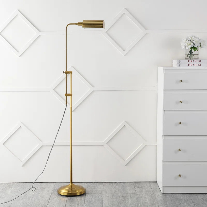 Nandni 63'' Brass Gold Task Floor Lamp | Wayfair North America