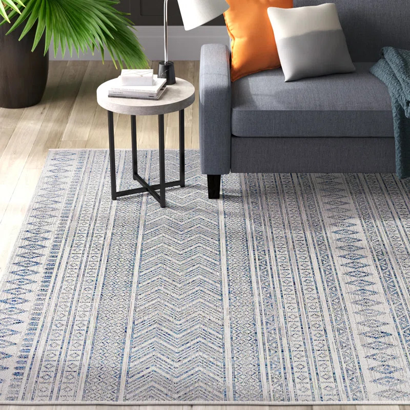 Brennen Tribal Denim Indoor/Outdoor Area Rug | Wayfair North America