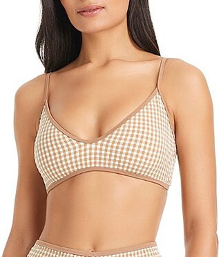 Sanctuary Check Me Out Gingham Scoop Neck Bralette Swim Top - L | Dillard's