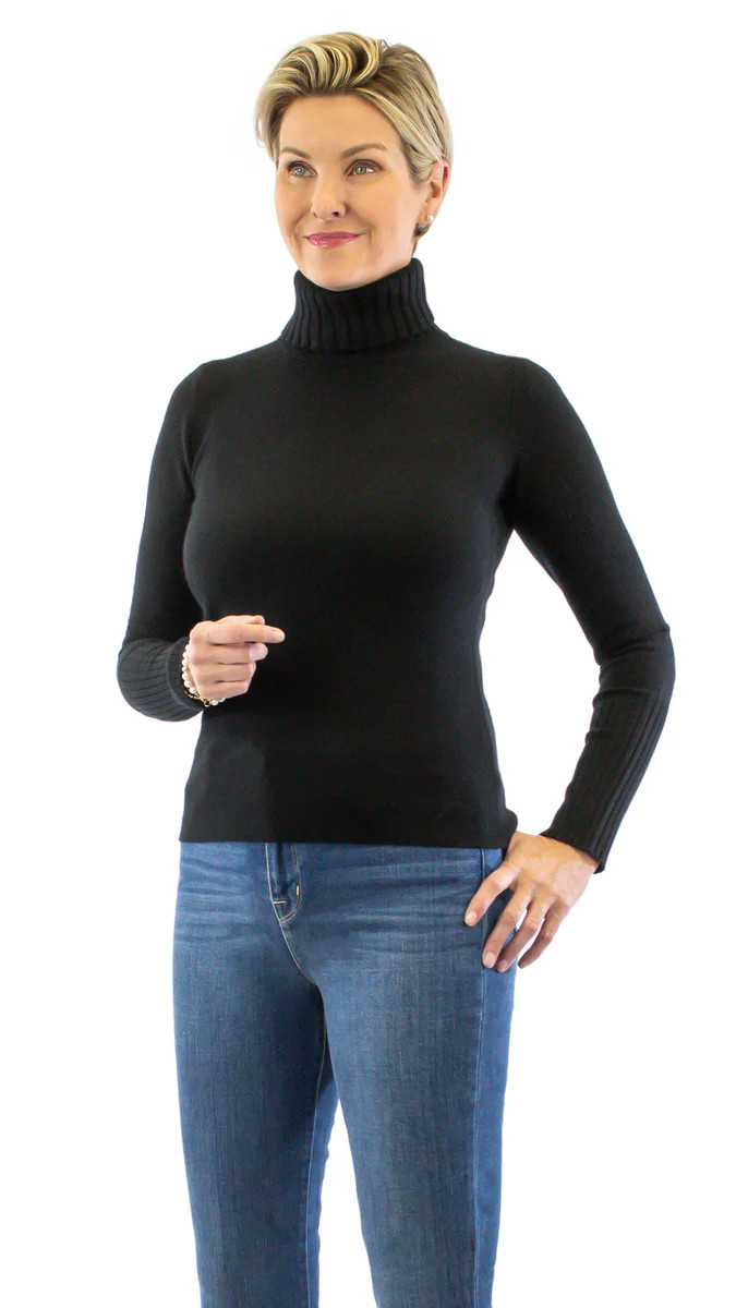 Chunky Cashmere Turtleneck - Black | Pearls