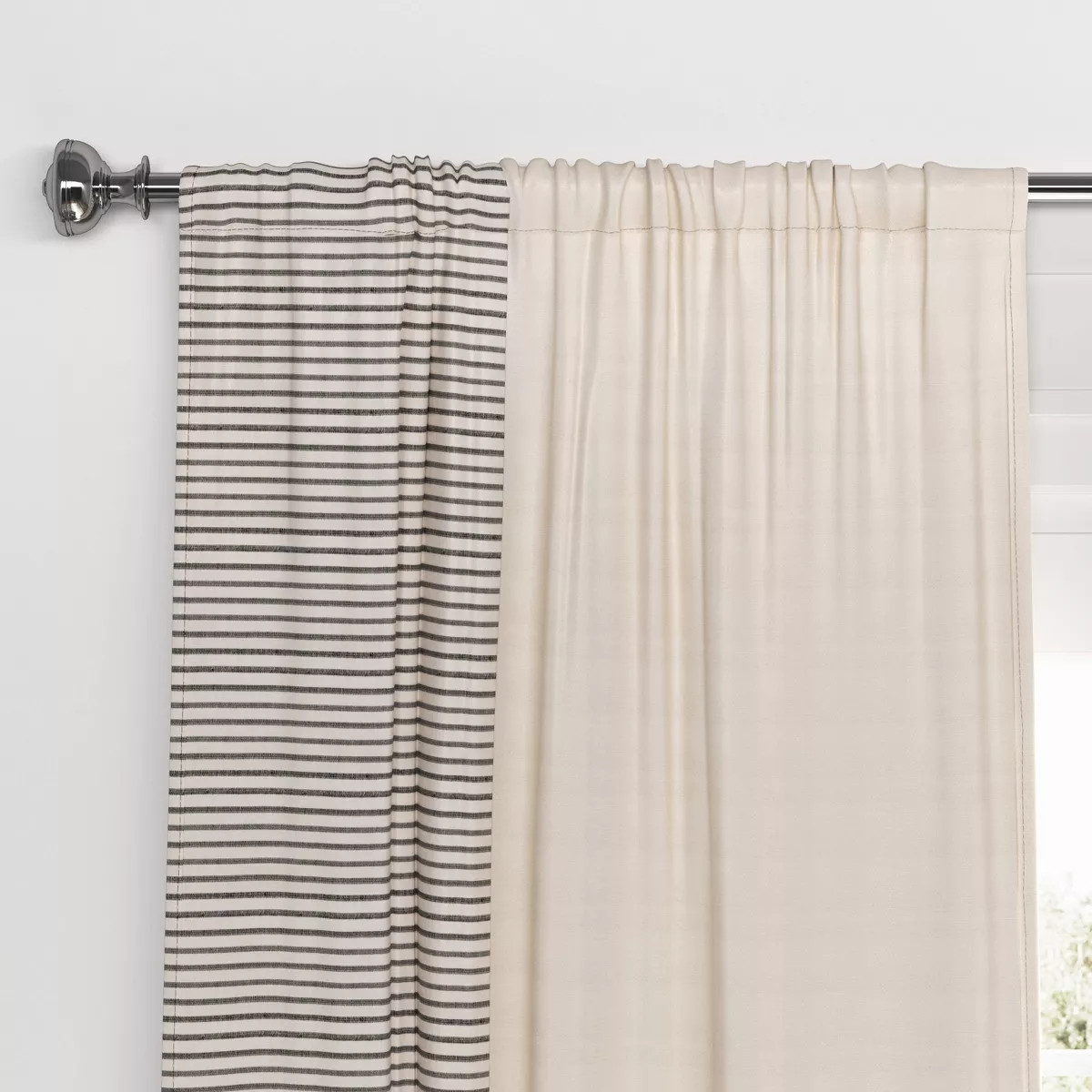50"x84" Blackout Woven Stripe Border Window Curtain Panel Black - Threshold™: Recycled Polyeste... | Target