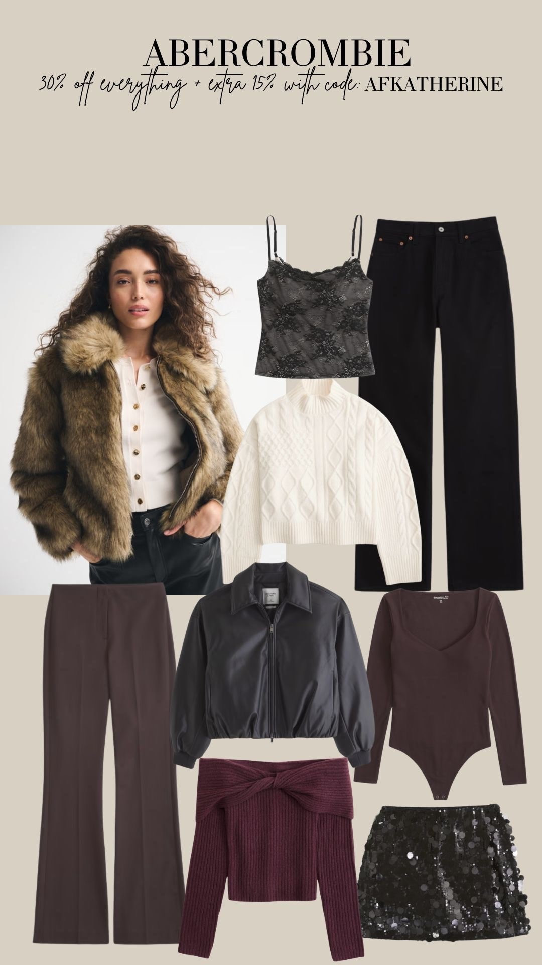 Abercrombie Cyber Monday 🤎 30% off everything + an Extra 15% off with code: AFKATHERINE 
 

Winter Style, Winter Outfit, Winter Outfit Inspiration, Party wear, Party, Christmas Party Outfit, Party Season, Bomber Jacket, Sequin Skirt, Knitwear, Bootcut Pants, Jeans 

#LTKCyberWeek #LTKwinter #LTKuk