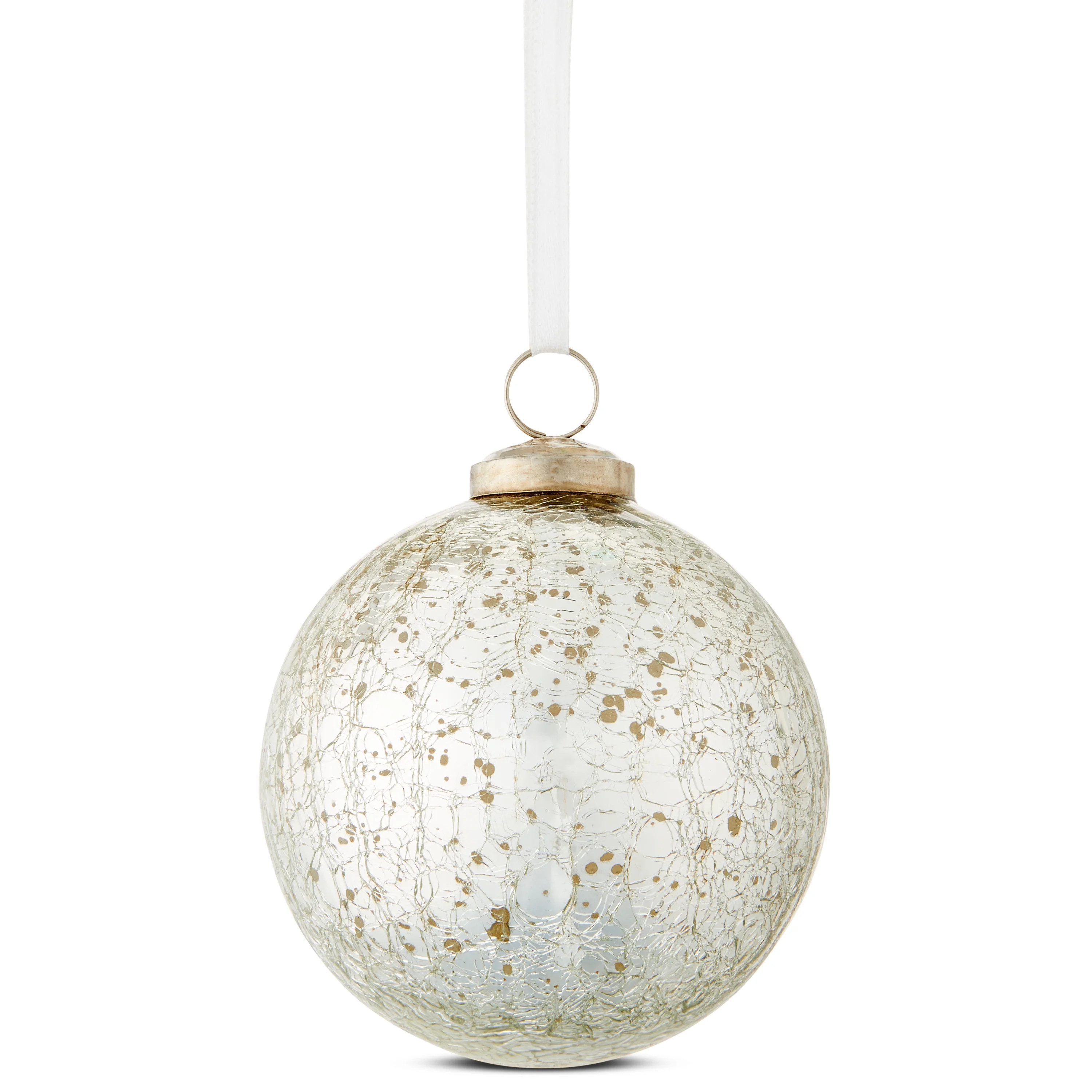 Silver Crackle Glass Ball Christmas Ornament, 4 in, by Holiday Time | Walmart (US)
