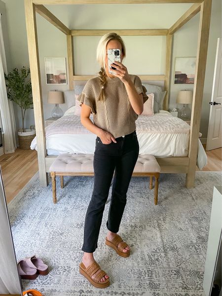 Casual outfit inspo wearing Madewell jeans & Amazon sweater top ❤️

Crop jeans. Ankle jeans. Black jeans. Charcoal jeans. Platform sandals. Amazon top. Short sleeve sweater top

#LTKshoecrush #LTKunder50 #LTKunder100