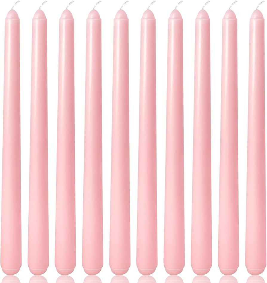 10 Inch Baby-Pink Taper Candles for Home Decoration, 10 Pack Unscented Candlesticks for Dinner We... | Amazon (US)