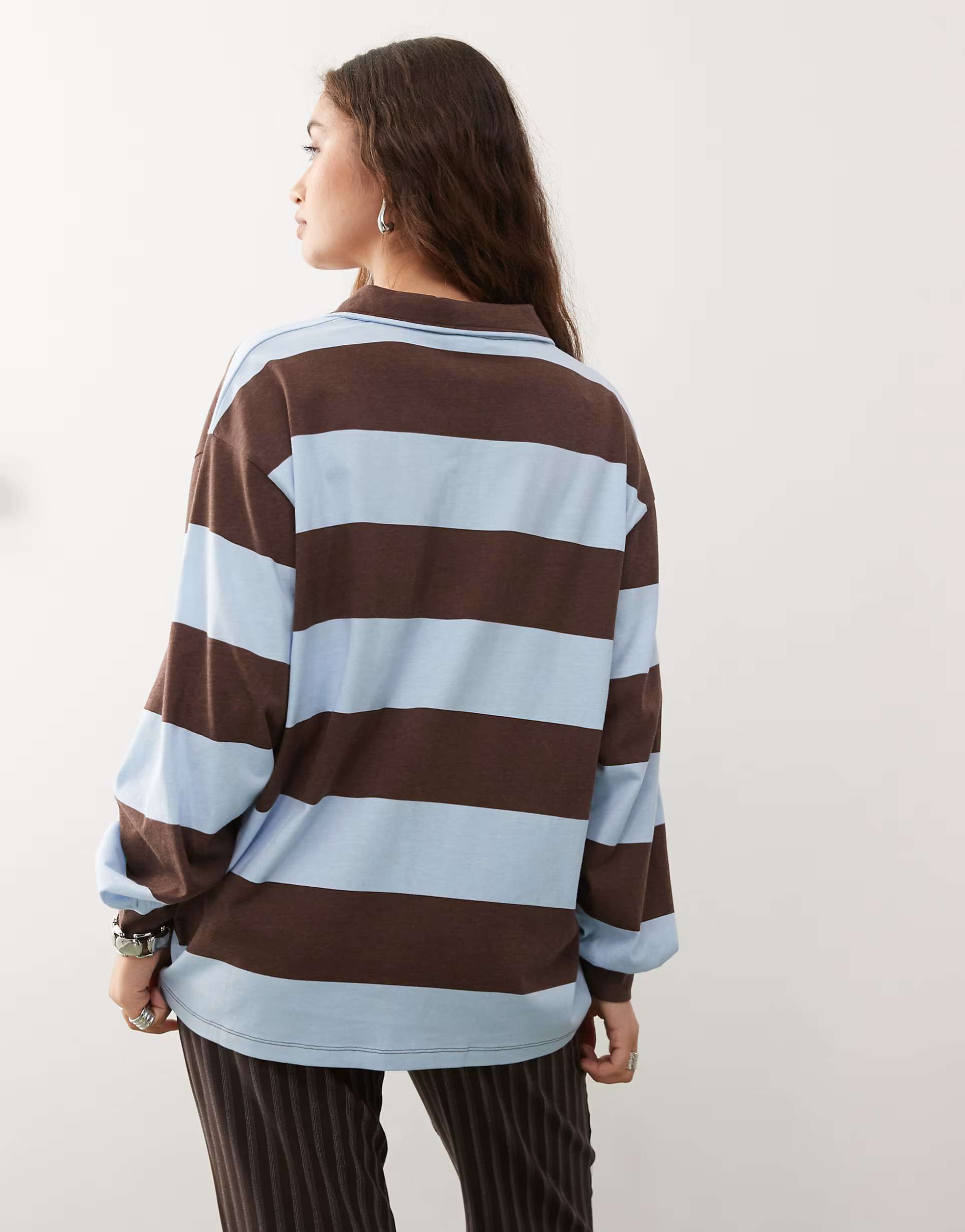 COLLUSION stripe rugby top in boxy fit blue stripe | ASOS (Global)