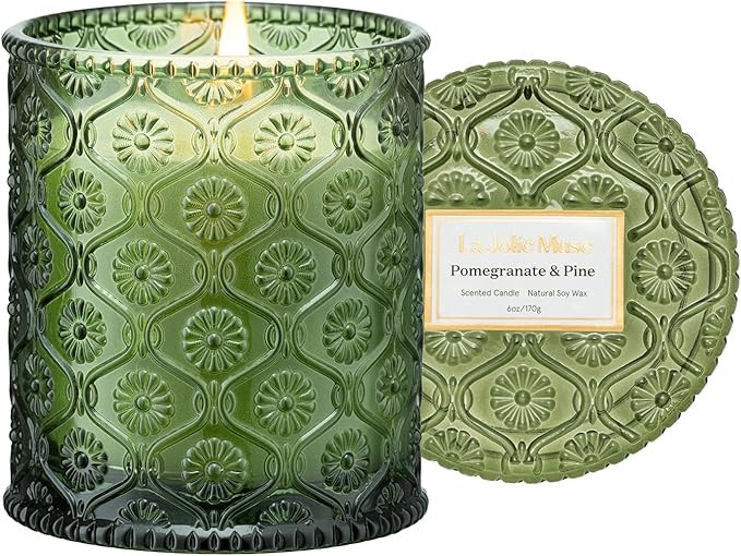 LA JOLIE MUSE Christmas Scented Candle, Pine Scented Candle, Holiday Candle Gifts, Pomegranate Ca... | Amazon (US)