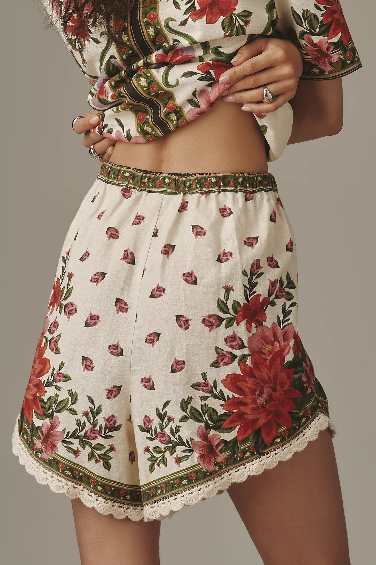 Farm Rio Wonder Rio Linen Blend Drawstring Shorts | Anthropologie (US)