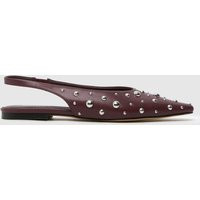 schuh Women's Lotten Ballerina Flats in Burgundy, Studded, Size: 3 | Schuh
