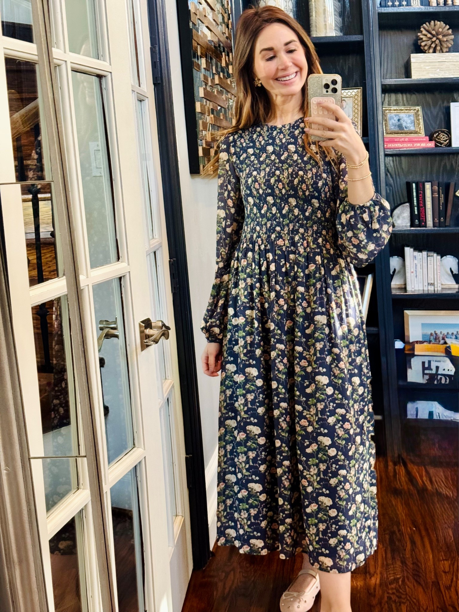 Love this dress from Hill House. It has smocking at the top, a straight flowy skirt, and lightweight sleeves. It’s super breezy, so perfect for the spring and summer and even during warm fall days with black boots. 

This dress is so comfortable, and can be dressed up or down. I paired it with my favorite Loeffler Randall mesh ballet flat dupes, and could not have been more comfortable, while still looking  put together. 

Im in a small. 

#LTKSeasonal #LTKOver40 #LTKStyleTip