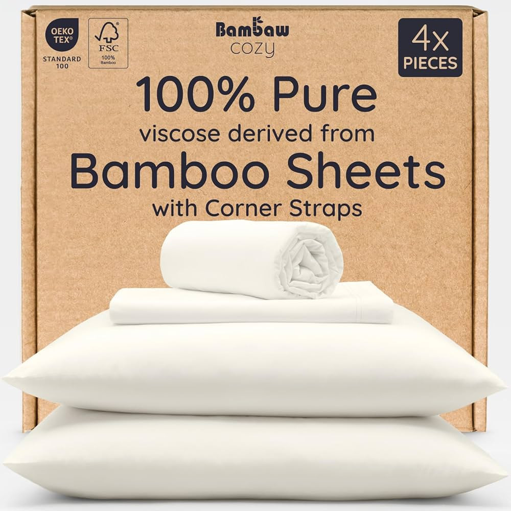 Bambaw 100% Viscose Derived from Bamboo Sheets King Size Set – 4pcs Luxury Bed Sheets Set, Best... | Amazon (US)
