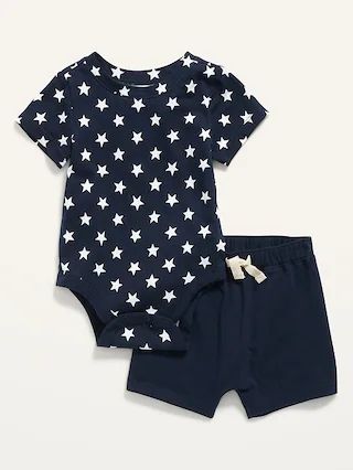 Unisex Short-Sleeve Bodysuit and U-Shaped Shorts Set for Baby | Old Navy (US)