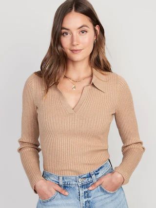 Rib-Knit Collared Sweater for Women | Old Navy (US)