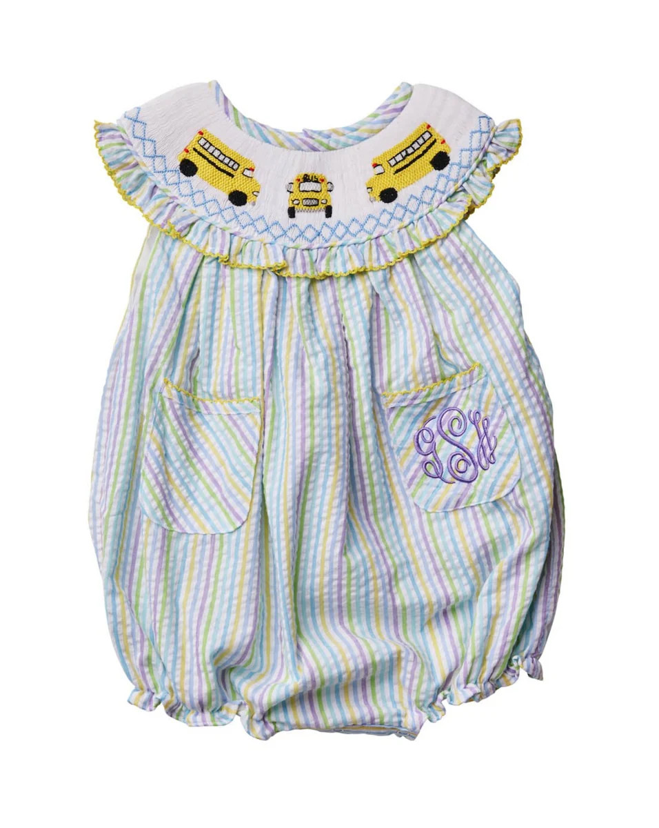 School Bus Smocked Bubble | Smockingbird Kids