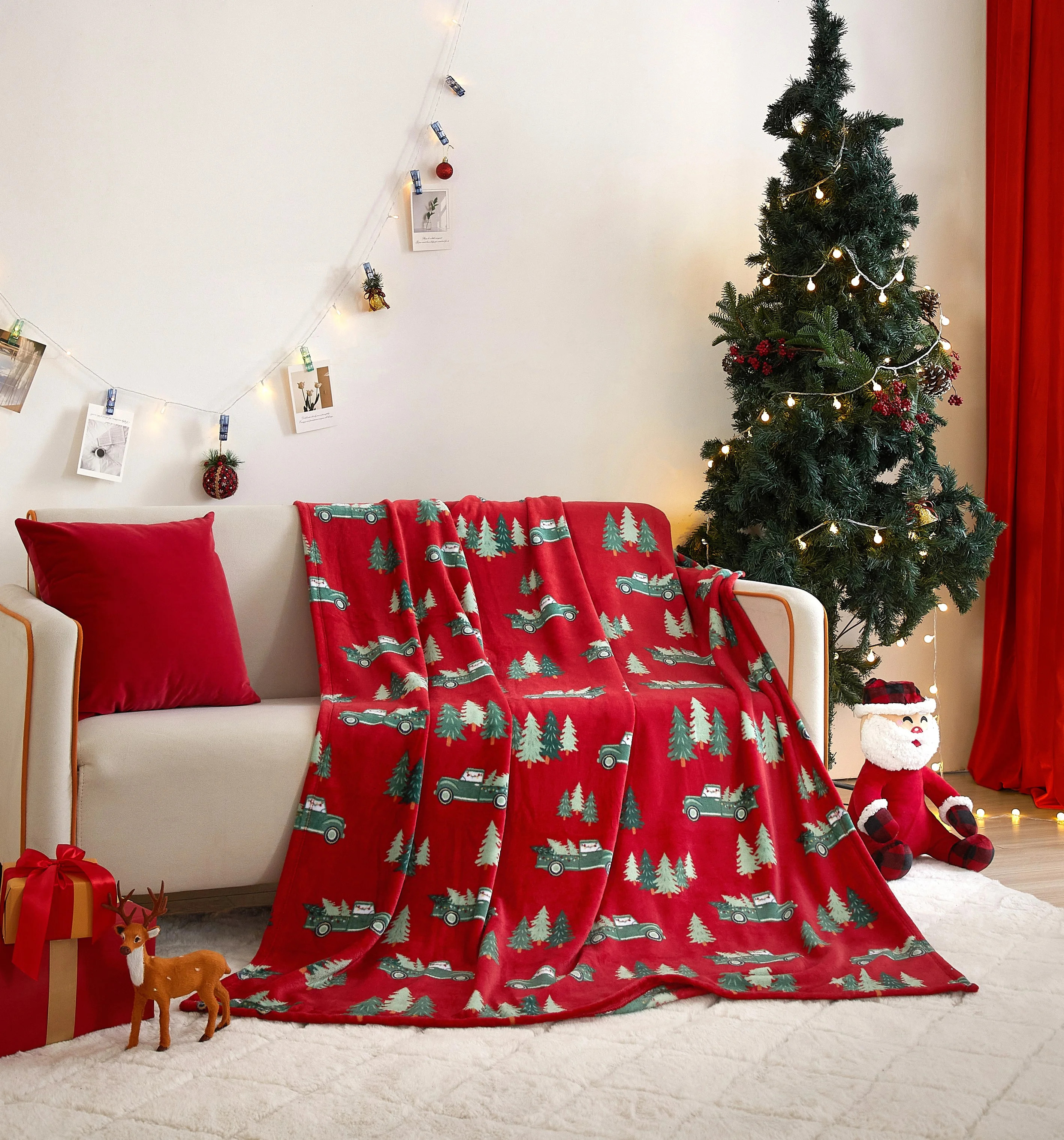 Holiday Time Cozy Christmas Plush Trucks Throw Blanket, Standard Size, All Ages - Walmart.com | Walmart (US)