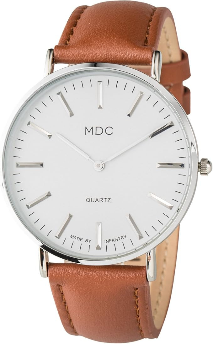 Infantry MDC Mens Minimalist Wrist Watch, Genuine Leather Watches for Men, Ultra Thin Quartz Anal... | Amazon (US)