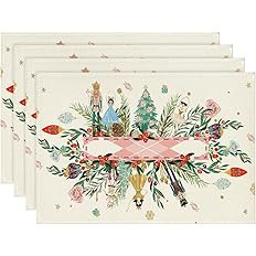Artoid Mode Nutcracker Floral Holly Christmas Placemats Set of 4, 12x18 Inch Seasonal Winter Tabl... | Amazon (US)