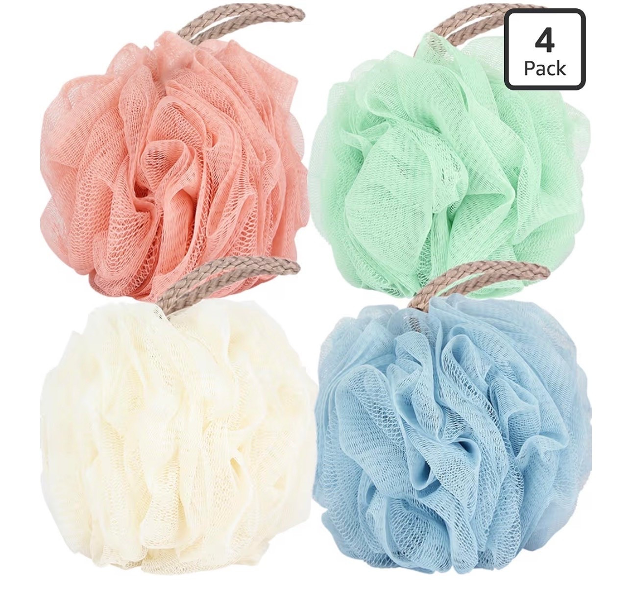 Loofah Sponge 60g Shower Loofahs 4 Colors Bath Sponges Mesh Balls for Body Scrubber Exfoliator Wash Back Scrubber Bathroom Men Women - 4 Pack Scrubbers Cleaning Bathing Accessories

#LTKTravel #LTKHome #LTKdayinmylife