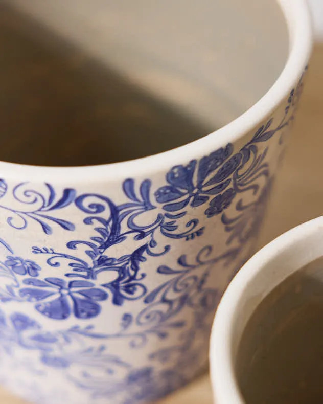 Outdoor Plant Pots & Planters | Set of 2 Vintage Floral Grecian Indoor Flower Planters | Dibor | Debenhams UK