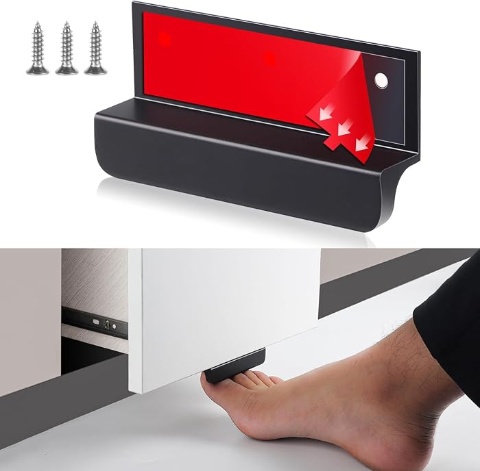 Under Cabinet Foot Pull 4" Black Stick on Cabinet Handles | Amazon (US)