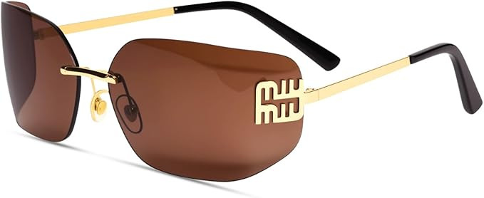 AICase Futuristic Rimless y2k Sunglasses for Women Men Fashion Wrap Around Frame 2025 Trendy Chic... | Amazon (US)