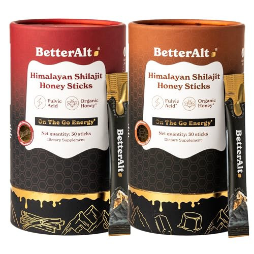 Better Alt Pure Himalayan Shilajit Sticks2 Pack(Cinnamon + Caramel)| Easy to Consume|60 Sticks for Energy Boost & Immune Support, 85+ Trace Minerals, 75%+ Fulvic Acid | Amazon (US)