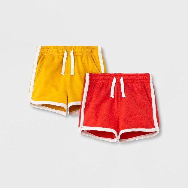 Toddler Boys' 2pk French Terry Dolphin Hem Pull-On Shorts - Cat & Jack™ Red/Yellow | Target