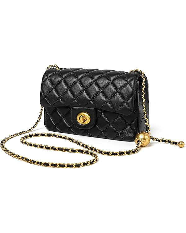 DORIS&JACKY Small Quilted Crossbody Purse for Women, Designer Lambskin Shoulder Purse with Twist ... | Amazon (US)