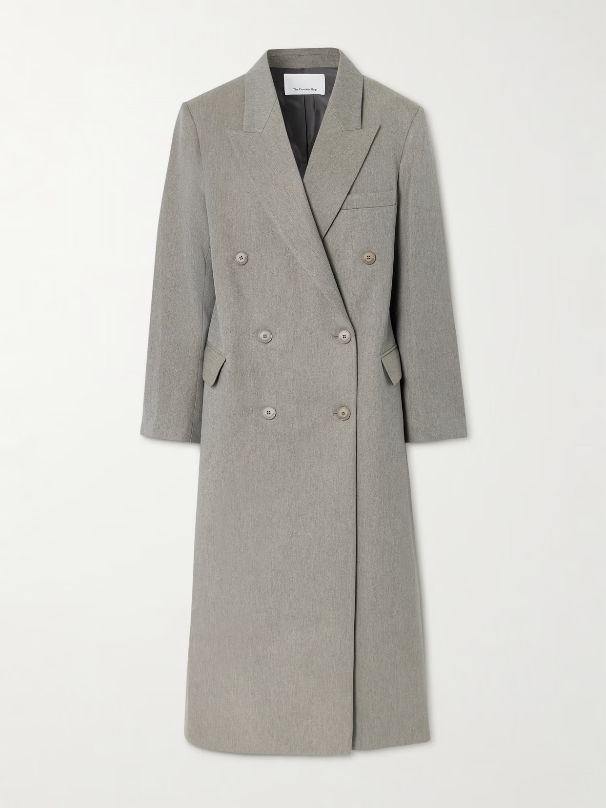 The Frankie Shop - Jane Double-breasted Twill Coat - Gray | NET-A-PORTER (US)