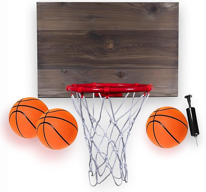 All-Star Mini Indoor Basketball Hoop & Ball Set in Solid red Cedar Made in USA. Unique Over The D... | Amazon (US)