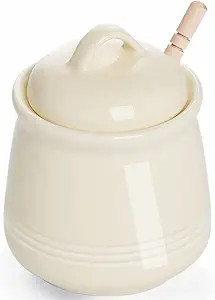 HAOTOP Ceramic Honey pot with Lid and Honey Dipper,Porcelain Honey Jar Easy to Clean and Dishwash... | Amazon (US)