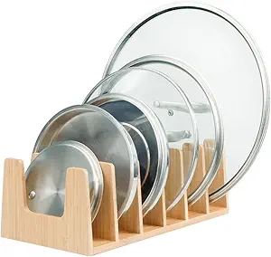 MobileVision Bamboo Pot Lid Holder Organizer for Storage in Cabinets or Kitchen Countertops and C... | Amazon (US)