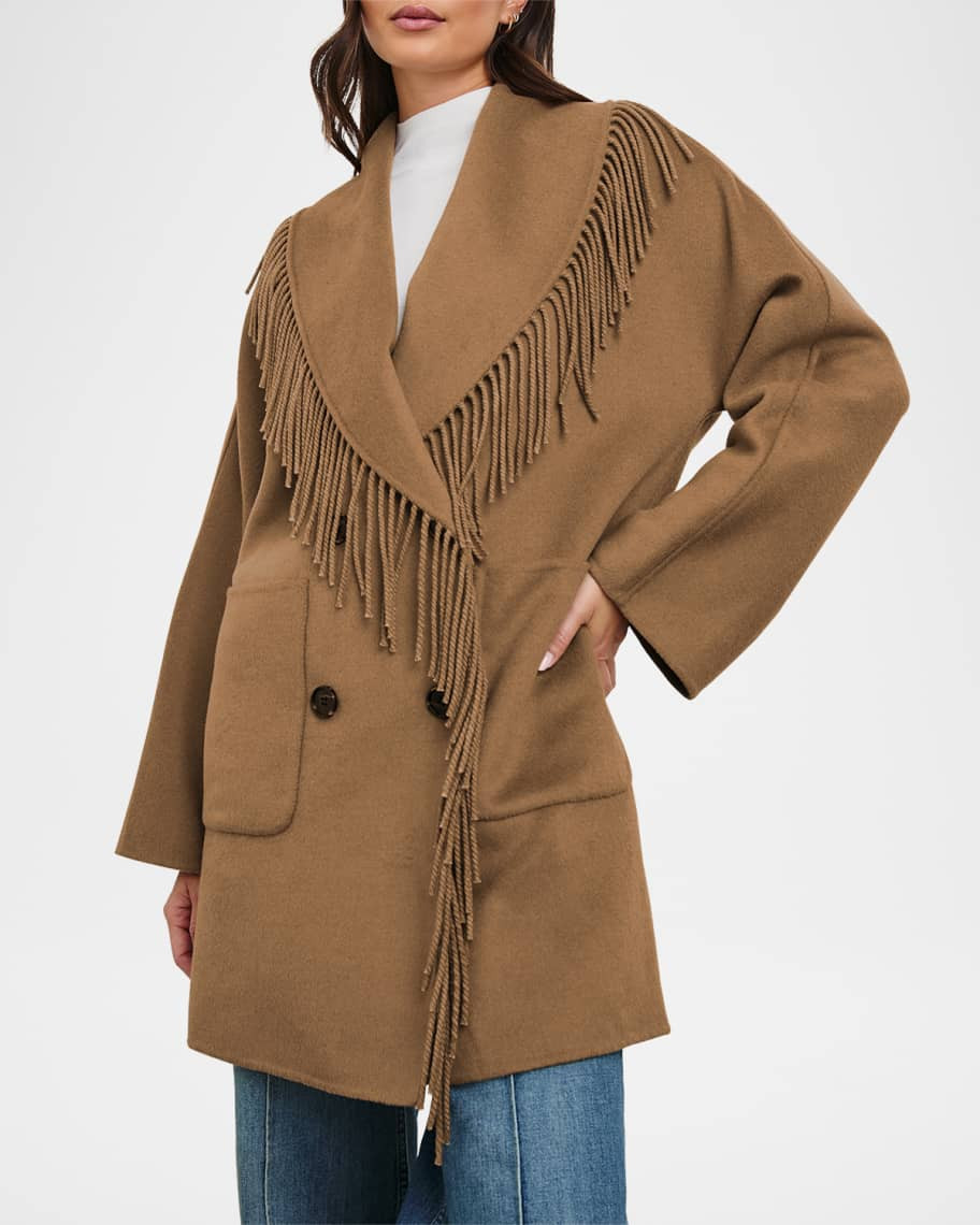 Rails Hugo Double-Breasted Fringe Coat | Neiman Marcus