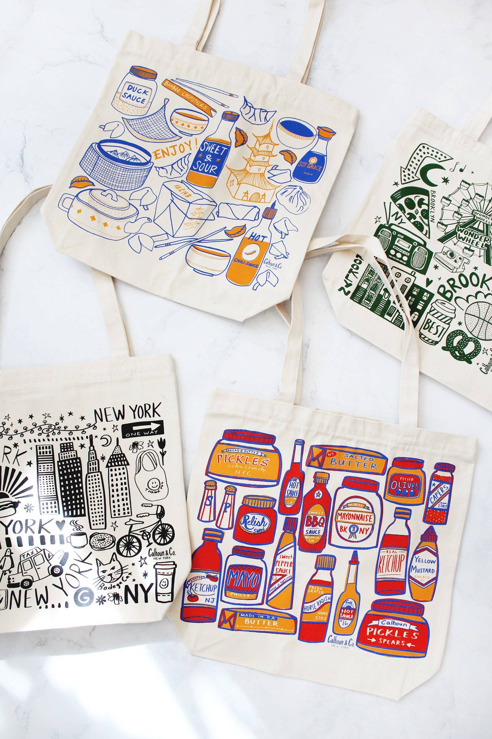 Condiments Print Tote Bag Ketchup Hot Sauce Reusable Canvas Bag With Zipper - Etsy | Etsy (US)